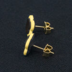 Серьги пусеты клевер Van Cleef графитовые, светло-желтые (золотые)