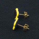 Серьги пусеты клевер Van Cleef графитовые, нарцисс (золотые)