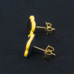 Серьги пусеты клевер Van Cleef графитовые, одуванчиковые (золотые)