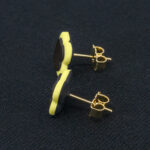 Серьги пусеты клевер Van Cleef графитовые, желто-зеленые (золотые)