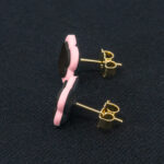 Серьги пусеты клевер Van Cleef графитовые, личи (золотые)