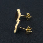 Серьги пусеты клевер Van Cleef горький шоколад, цветочная пыльца (золотые)