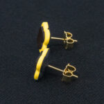 Серьги пусеты клевер Van Cleef горький шоколад, одуванчиковые (золотые)