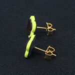 Серьги пусеты клевер Van Cleef горький шоколад, киви (золотые)