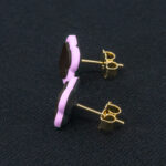 Серьги пусеты клевер Van Cleef горький шоколад, ледяные розовые (золотые)