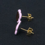 Серьги пусеты клевер Van Cleef темный шоколад, кашемировая роза (золотые)