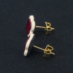 Серьги пусеты клевер Van Cleef орхидея, белый жасмин (золотые)