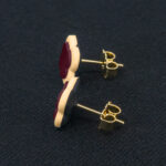 Серьги пусеты клевер Van Cleef орхидея, персиковый пух (золотые)