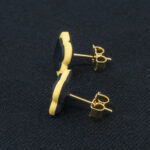 Серьги пусеты клевер Van Cleef стальные серые, светло-желтые (золотые)