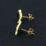 Серьги пусеты клевер Van Cleef стальные серые, светло-болотные (золотые)