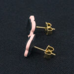 Серьги пусеты клевер Van Cleef стальные серые, бледно-розовые (золотые)