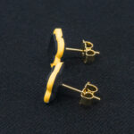 Серьги пусеты клевер Van Cleef стальные серые, желтые (золотые)