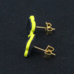 Серьги пусеты клевер Van Cleef стальные серые, лаймовые (золотые)