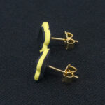 Серьги пусеты клевер Van Cleef стальные серые, желто-зеленые (золотые)