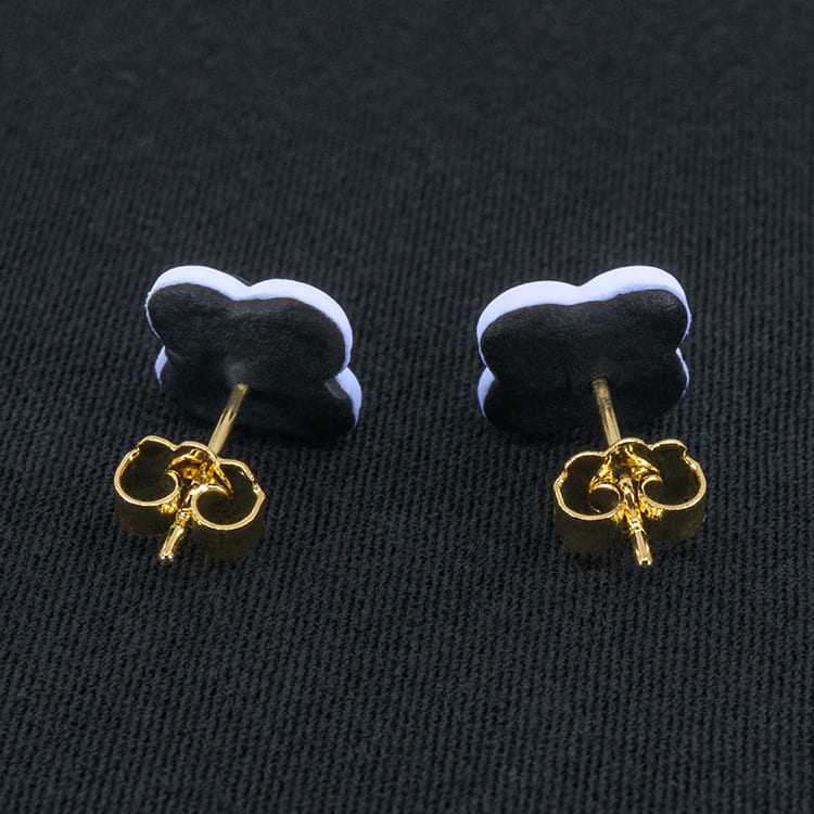 Серьги пусеты клевер Van Cleef стальные серые, небесные (золотые)