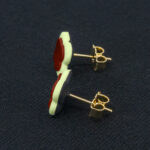 Серьги пусеты клевер Van Cleef терракотовые, латуковые (золотые)