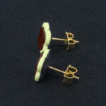 Серьги пусеты клевер Van Cleef черешневые, латуковые (золотые)