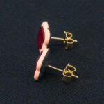 Серьги пусеты клевер Van Cleef арбузные, кремово-розовые (золотые)