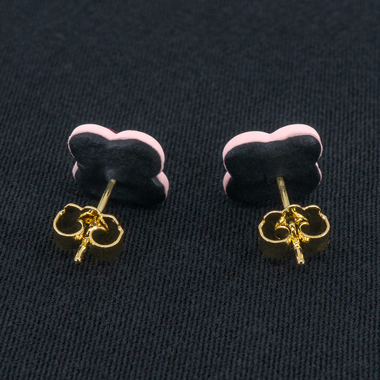 Серьги пусеты клевер Van Cleef арбузные, английская роза (золотые)