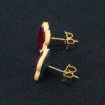 Серьги пусеты клевер Van Cleef темно-розовые, шампань (золотые)