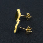 Серьги пусеты клевер Van Cleef серебристо-коричневые, светло-желтые (золотые)