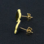 Серьги пусеты клевер Van Cleef серебристо-коричневые, светло-болотные (золотые)