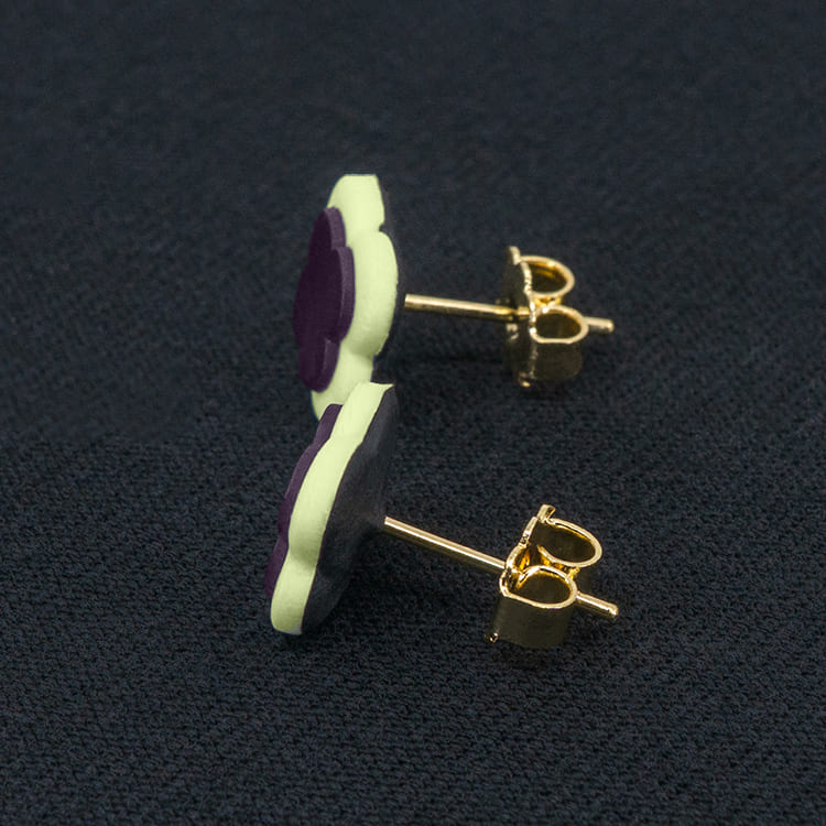 Серьги пусеты клевер Van Cleef ежевичные, латуковые (золотые)