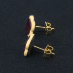 Серьги пусеты клевер Van Cleef ликорис, шампань (золотые)