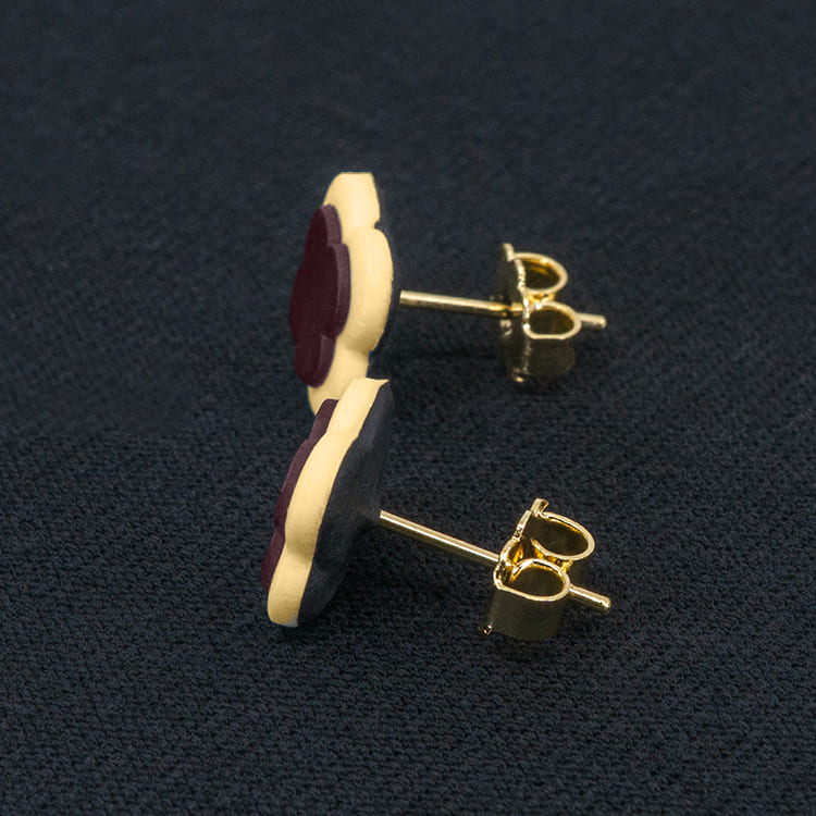 Серьги пусеты клевер Van Cleef ликорис, шампань (золотые)