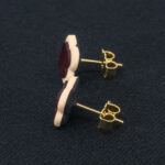 Серьги пусеты клевер Van Cleef ликорис, миндальные (золотые)