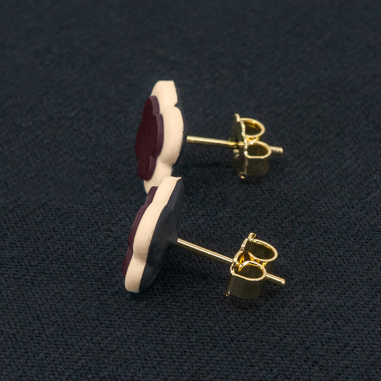 Серьги пусеты клевер Van Cleef ликорис, миндальные (золотые)