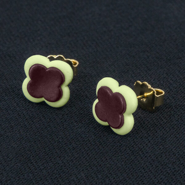 Серьги пусеты клевер Van Cleef ликорис, латуковые (золотые)