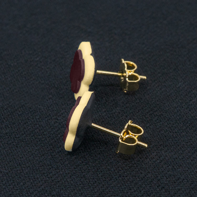 Серьги пусеты клевер Van Cleef ликорис, цветочная пыльца (золотые)