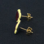 Серьги пусеты клевер Van Cleef ликорис, кремово-желтые (золотые)