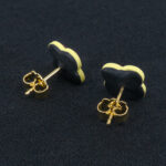 Серьги пусеты клевер Van Cleef ликорис, кремово-желтые (золотые)