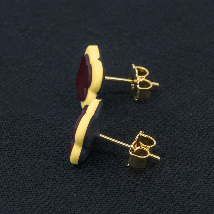 Серьги пусеты клевер Van Cleef ликорис, светло-желтые (золотые)