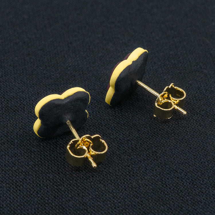 Серьги пусеты клевер Van Cleef ликорис, светло-желтые (золотые)