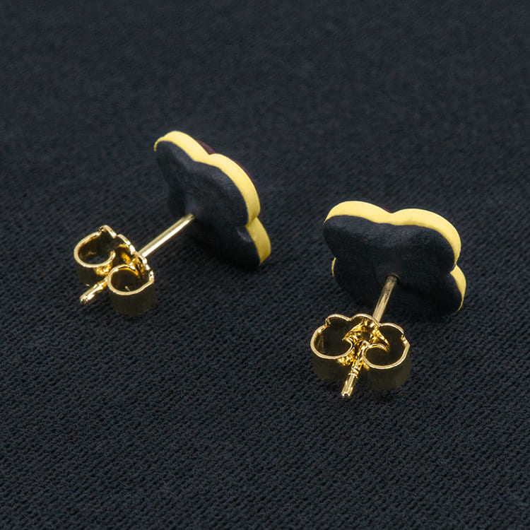 Серьги пусеты клевер Van Cleef ликорис, светло-желтые (золотые)