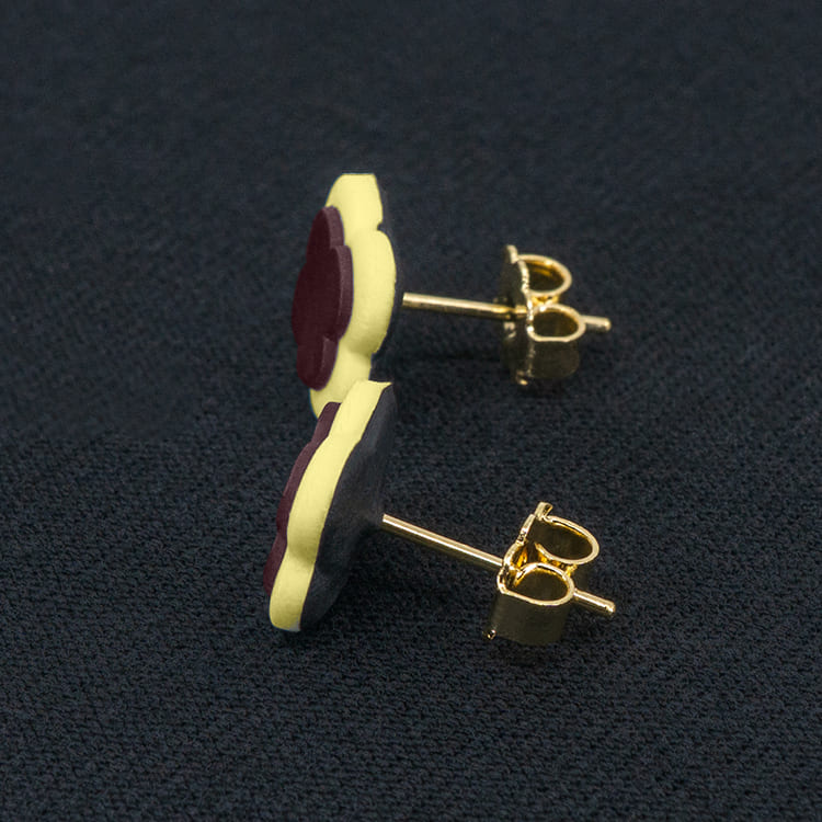 Серьги пусеты клевер Van Cleef ликорис, светло-болотные (золотые)