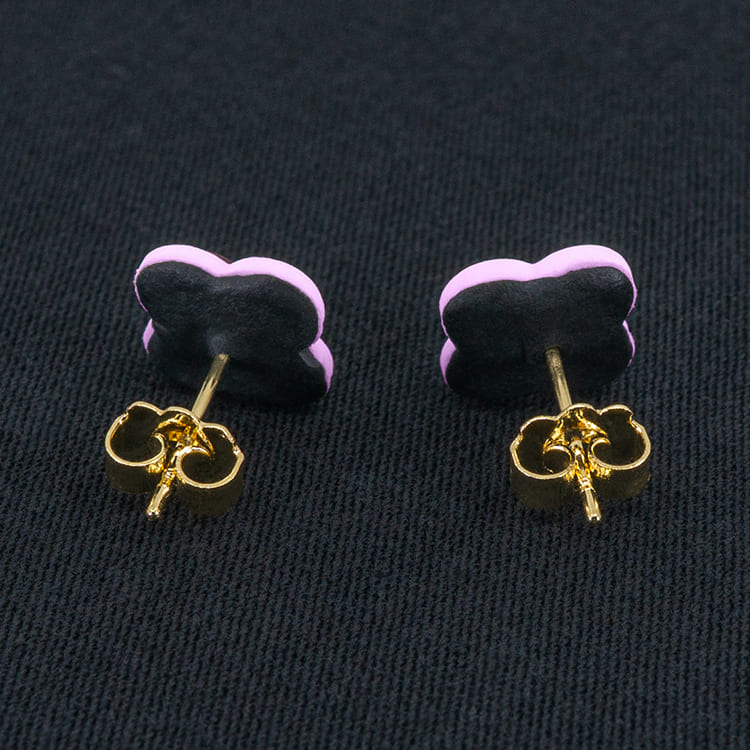 Серьги пусеты клевер Van Cleef ликорис, ледяные розовые (золотые)