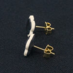 Серьги пусеты клевер Van Cleef белый жасмин (золотые)