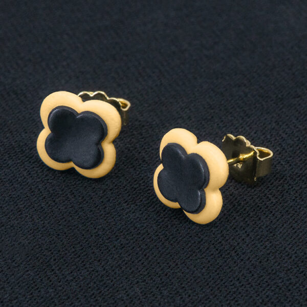 Серьги пусеты клевер Van Cleef шампань (золотые)