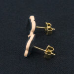 Серьги пусеты клевер Van Cleef миндальные (золотые)