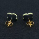Серьги пусеты клевер Van Cleef латуковые (золотые)