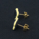 Серьги пусеты клевер Van Cleef кремово-желтые (золотые)