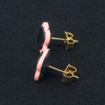 Серьги пусеты клевер Van Cleef кремово-малиновые (золотые)