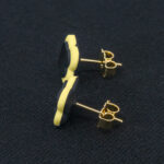 Серьги пусеты клевер Van Cleef светло-болотные (золотые)