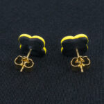 Серьги пусеты клевер Van Cleef нарцисс (золотые)