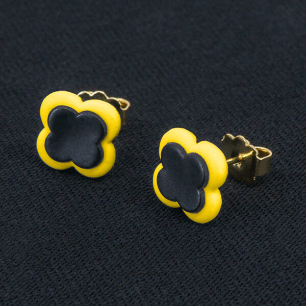 Серьги пусеты клевер Van Cleef одуванчиковые (золотые)