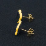 Серьги пусеты клевер Van Cleef желтые (золотые)